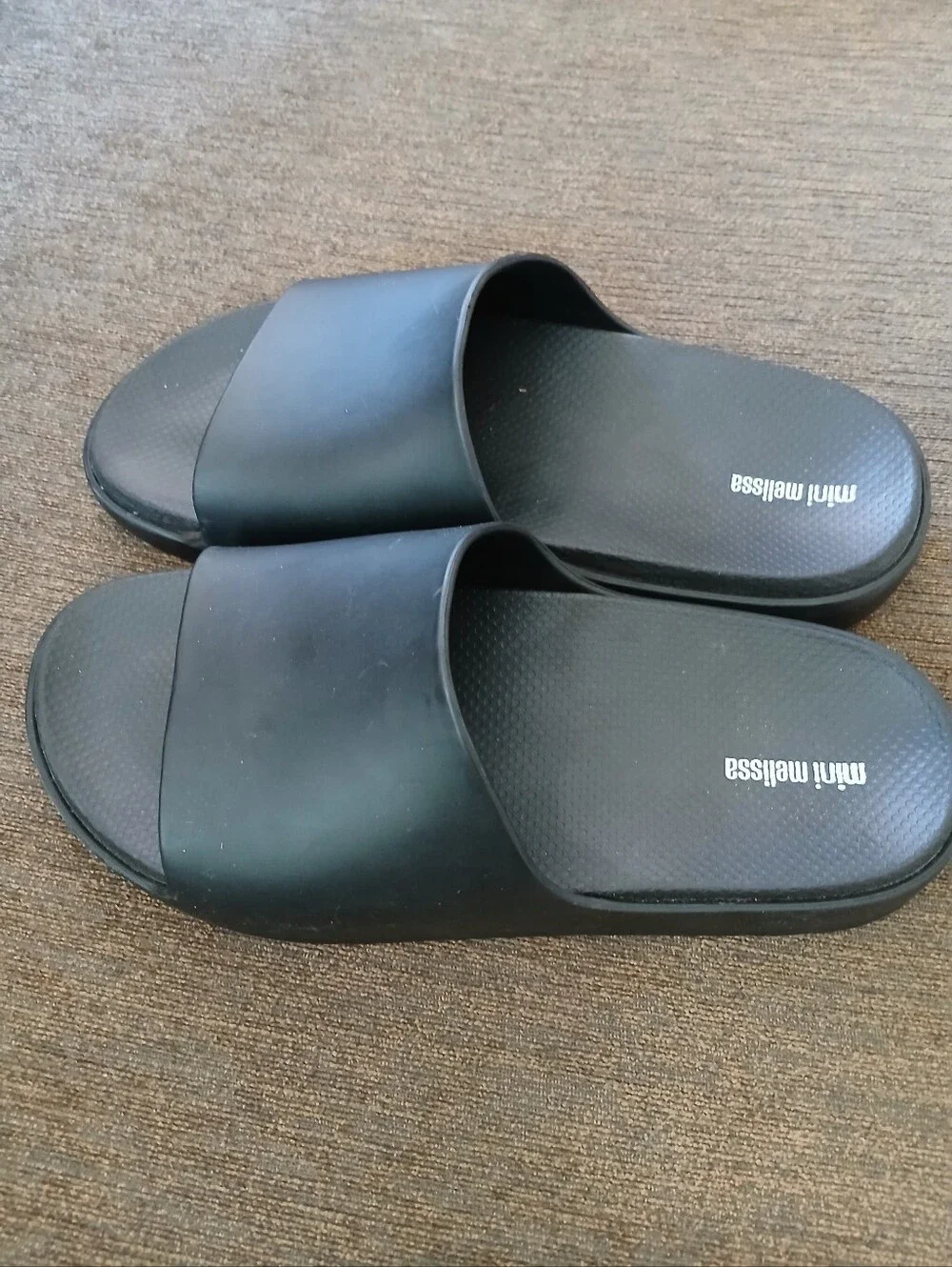 Mini Melissa Girl's Black Slide Sandals